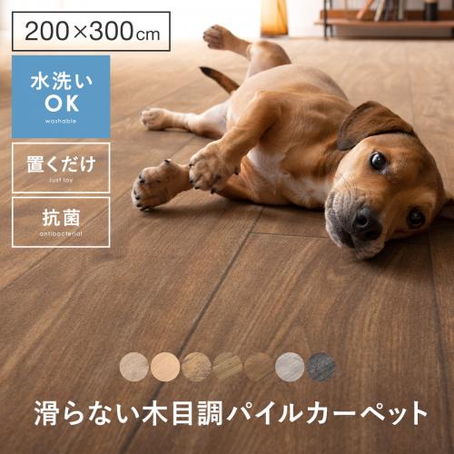 滑らないフローリング調パイルカーペット 200×300cm